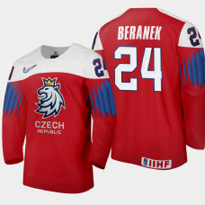 Men Czech Republic Martin Beranek #24 2021 IIHF World Junior Championship Away Red Jersey
