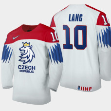 Men Czech Republic Martin Lang #10 2021 IIHF World Junior Championship Home White Jersey