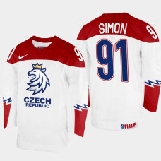 Dominik Simon 2022 IIHF World Championship Czechia Hockey Jersey White #91 Uniform