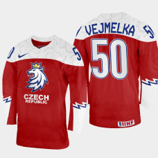 Czechia #50 Karel Vejmelka 2022 IIHF World Championship Red Away Jersey