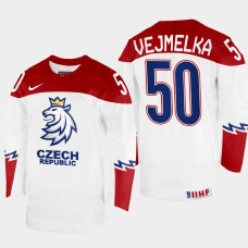 Karel Vejmelka 2022 IIHF World Championship Czechia Hockey Jersey White #50 Uniform