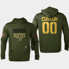 Anaheim Ducks #00 Custom 2022 Salute to Service Olive Pullover Hoodie Levelwear