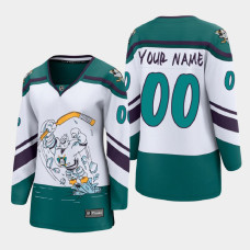 Women Anaheim Ducks Custom #00 2021 Reverse Retro White Jersey