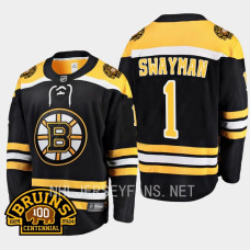 Boston Bruins Jeremy Swayman 2023-24 100th Centennial Black #1 Jersey Home
