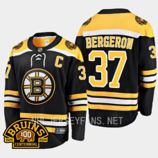 Boston Bruins Patrice Bergeron 2023-24 100th Centennial Black #37 Jersey Home