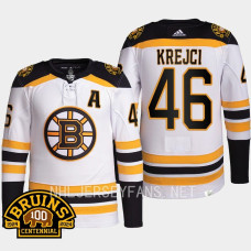 David Krejci 100th Centennial 2023-24 Boston Bruins White Jersey Authentic Pro #46