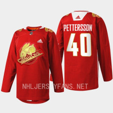 Elias Pettersson Vancouver Canucks 2023 Lunar New Year Red #40 Jersey Rabbit Warm-up