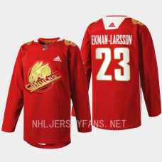 Oliver Ekman-Larsson Vancouver Canucks 2023 Lunar New Year Red #23 Jersey Rabbit Warm-up