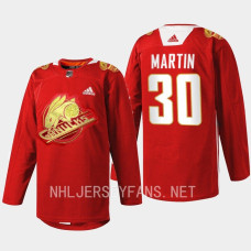 Spencer Martin Vancouver Canucks 2023 Lunar New Year Red #30 Jersey Rabbit Warm-up