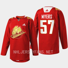 Tyler Myers Vancouver Canucks 2023 Lunar New Year Red #57 Jersey Rabbit Warm-up