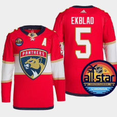 Aaron Ekblad #5 Florida Panthers Red Jersey NHL All-Star Authentic Pro With 2023 Stanley Cup Patch
