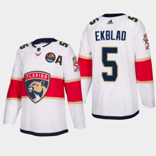 Florida Panthers #5 Aaron Ekblad All-Star Patch Away Authentic White Jersey With 2023 Stanley Cup Patch