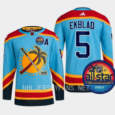 Aaron Ekblad All-Star Patch Florida Panthers Blue Jersey Reverse Retro #5 With 2023 Stanley Cup Patch