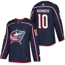 Columbus Blue Jackets #10 Alexander Wennberg Navy 2018 New Season Home Authentic Jersey With Anniversary Patch