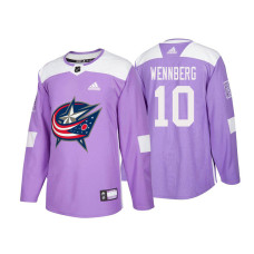 Columbus Blue Jackets #10 Alexander Wennberg Purple 2018 Adidas Authentic Hockey Fights Cancer Jersey