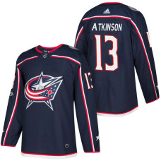 Columbus Blue Jackets #13 Cam Atkinson Navy 2018 New Season Home Authentic Jersey With Anniversary Patch