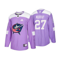 Columbus Blue Jackets #27 Ryan Murray Purple 2018 Adidas Authentic Hockey Fights Cancer Jersey