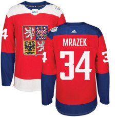 Czech Republic Team 2016 World Cup of Hockey #34 Petr Mrazek Red Premier Jersey
