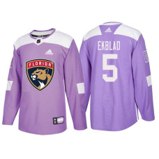 Florida Panthers #5 Aaron Ekblad Purple Hockey Fights Cancer Authentic Jersey With 2023 Stanley Cup Patch
