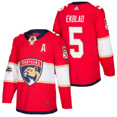 Florida Panthers #5 Aaron Ekblad Red New Season Home Authentic Jersey With Anniversary Patch With 2023 Stanley Cup Patch