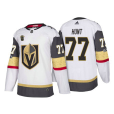 Vegas Golden Knights #77 Brad Hunt White Season Authentic Team Away Jersey With 2023 Stanley Cup Patch