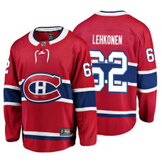 Youth Montreal Canadiens #62 Artturi Lehkonen Red Home Breakaway Player Jersey